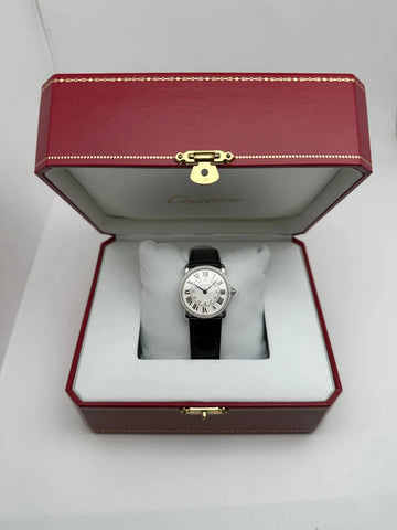 Montre Femme Cartier Ronde Louis 2887 29Mm 18K Or Blanc Diamant Cadran Blanc